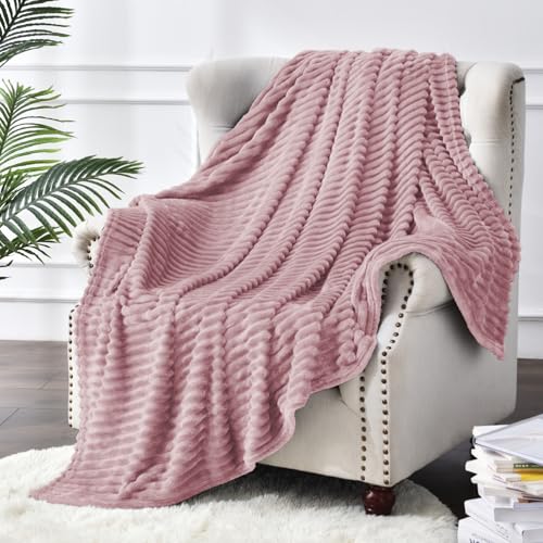 BEDELITE 3D Ribbed Berry Purple Fleece Twin Blanket for Couch, 60x80 Inch - color: Berry Purple, size: Twin(60"x80")