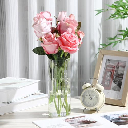 12 Pcs Glass Cylinder Vases for Centerpieces, 8 Inch