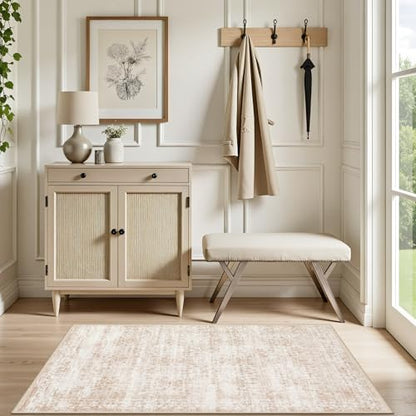 2x3 Area Rugs Living Room: Washable Rug for Bedroom Beige Brown - color: Beige Brown, size: 2' x 3' (Rectangular)