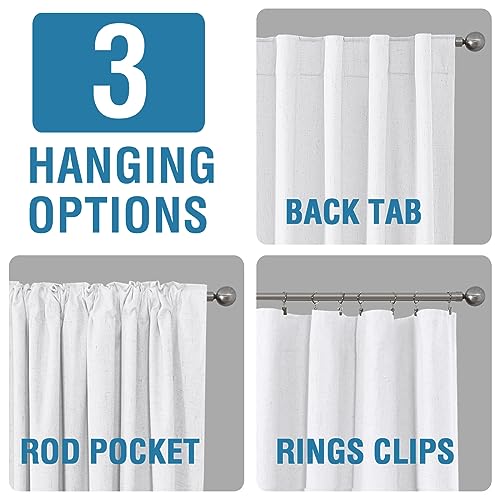 H.VERSAILTEX White 100% Blackout Faux Linen Window Curtain Panels Heat and Full Light Blocking Drapes for Nursery, Back Tab 84 inches Thermal Insulated Draperies 52 inches Wide Each Panel, 2 PCs - color: White, size: 52"W x 84"L (Pack of 2)