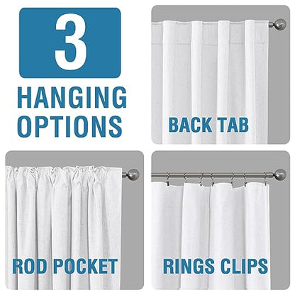 H.VERSAILTEX White 100% Blackout Faux Linen Window Curtain Panels Heat and Full Light Blocking Drapes for Nursery, Back Tab 84 inches Thermal Insulated Draperies 52 inches Wide Each Panel, 2 PCs - color: White, size: 52"W x 84"L (Pack of 2)