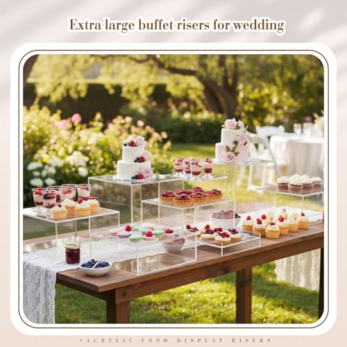 Leinuosen 7 Pcs Extra Large Acrylic Buffet Risers, 8-14" Square, Clear - color: Clear, size: 8" to 14", style: Square