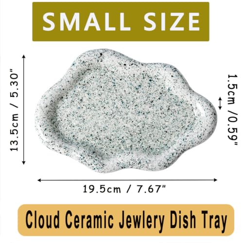 Jewelry Tray for Women, Cloud Shape Ceramic Trinket Dish, Jewelry Organizer Storage Holder for Ring Earring Bracelet Necklace, Ring Tray (Stone Green) - color: Stone Green