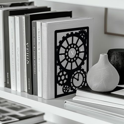 Peacoblue 5.3"x4.3"x7.9" Metal Bookends, Heavy Duty Book Ends for Shelves - style: Steampunk Gear