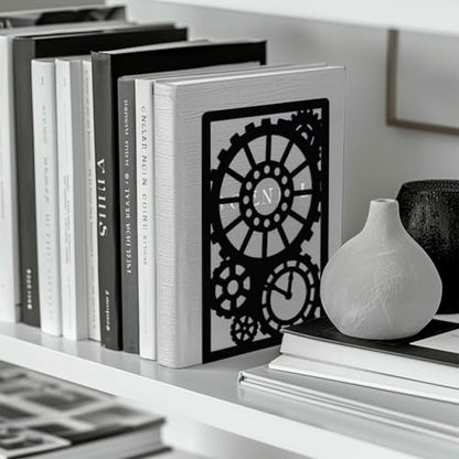 Peacoblue 5.3"x4.3"x7.9" Metal Bookends, Heavy Duty Book Ends for Shelves - style: Steampunk Gear
