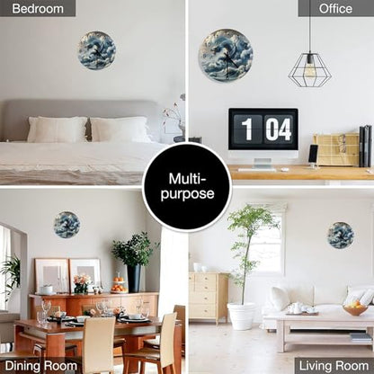 Dragon Wall Clock, Japan Style Medieval Magic Fantasy Sea Wave Dragon Wall Clocks Battery Operated Silent Non Ticking Round Wooden Clocks for Kitchen Bathroom Living Room 12 Inch - color: Dragon-3