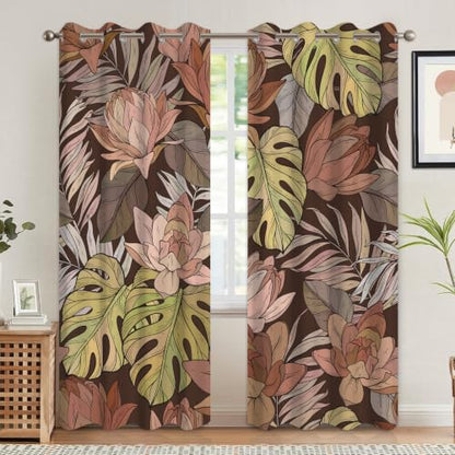 Tropical Botanical Blackout Curtains for Bedroom 84 Inches Long - color: Floral-j
