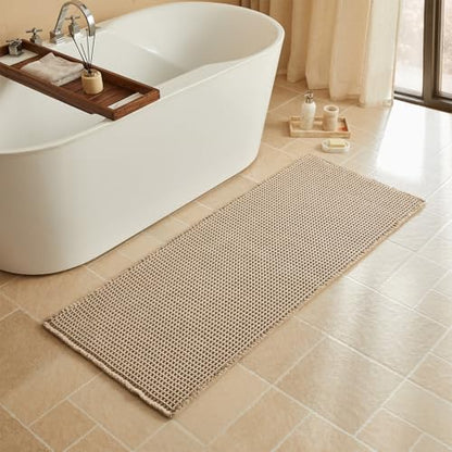 Triohero Waffle Runner Rug Bathroom, Long Boho Bath Mat, 24x60 Beige - color: Beige, size: 2' X 5' (Runner)
