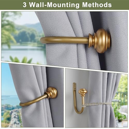 Curtain Holdbacks 2pcs, Metal Curtains Tiebacks for Drapes Window Home Decoration, Warm Gold - color: Warm Gold