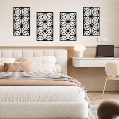 DUOOLN 2 Pcs Black Abstract Metal Wall Decor, Geometrical Single Line Art - color: Black - Rectangular