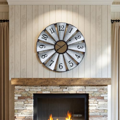 Vantic 30'' Windmill Large Wall Clock, Distressed Metal Clock - size: 30