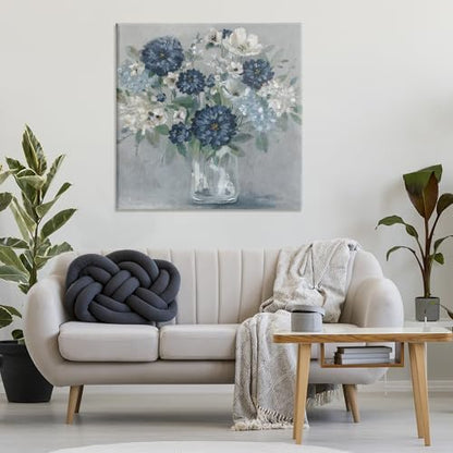 Stupell Industries Blue Mums Bouquet Floral, 36 x 36 Inch Canvas Wall Art - color: Blue Mums Bouquet, size: 36"L x 36"W