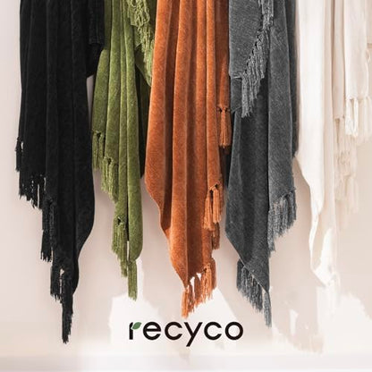 RECYCO Chenille Throw Blanket for Couch, 60" x 80", Dark Gray - color: Dark Gray, size: 60'' X 80''