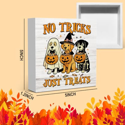 JHFDTY No Tricks Just Treats Dog Pumpkin Halloween Decorations Sign - color: Treats