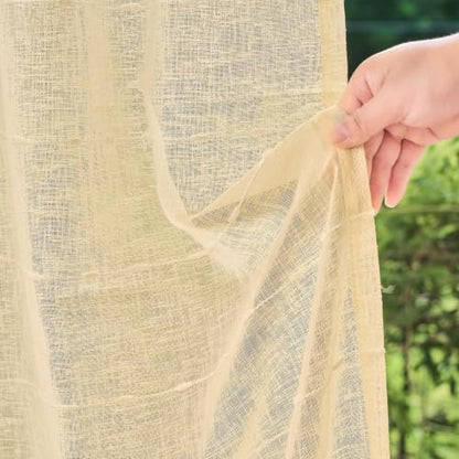 Pale Yellow Sheer Curtains for Living Room 72 Inch Linen 2 Panels - color: Pale Yellow, size: 52"W x 72"L (Pack of 2)