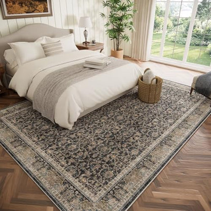 Washable 8x10 Area Rugs for Living Room Bedroom, Charcoal/Taupe - color: Charcoal/Taupe, size: 8' x 10' (Rectangular)