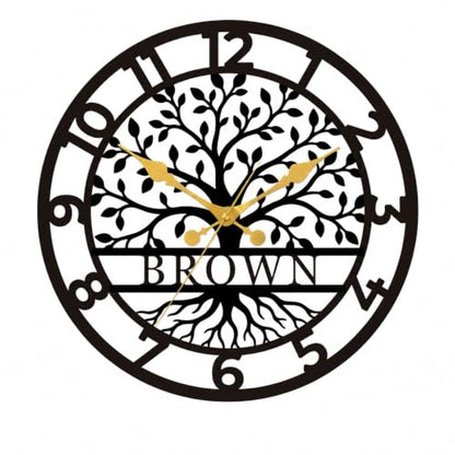 Personalized Tree of Life Wall Clock, Custom Name Metal Wall Clock - color: Design6