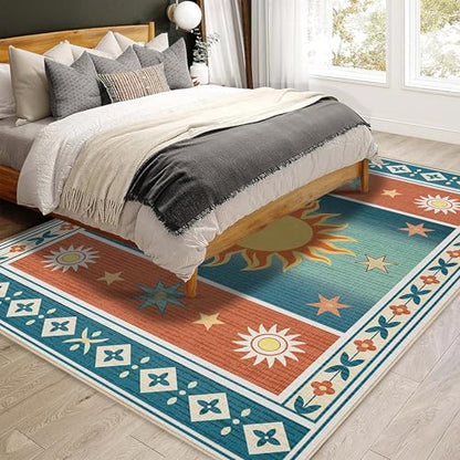Sun Rug 4x6 for Living Room Boho Southwestern Area Rugs Machine Washable - color: Sun, size: 4' x 6' (Rectangular)