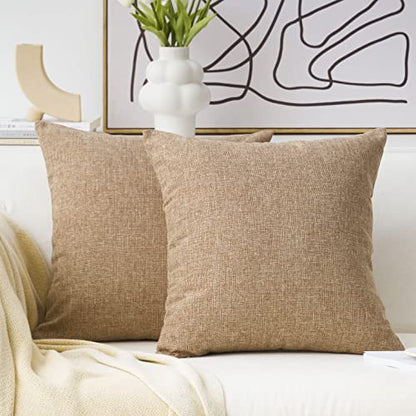Home Brilliant Linen Pillow Covers 20x20 Textured Linen Pillow Case Cushion Covers for Sofa, 20 Inch, Set of 2, 50x50 cm, Natural Linen - color: Natural Linen, size: 20" x 20" (Pack of 2)