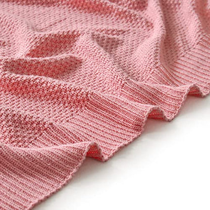 TREELY 100% Cotton Pink Knitted Throw Blanket 50"x60" - color: Pink, size: Throw(50" x 60")