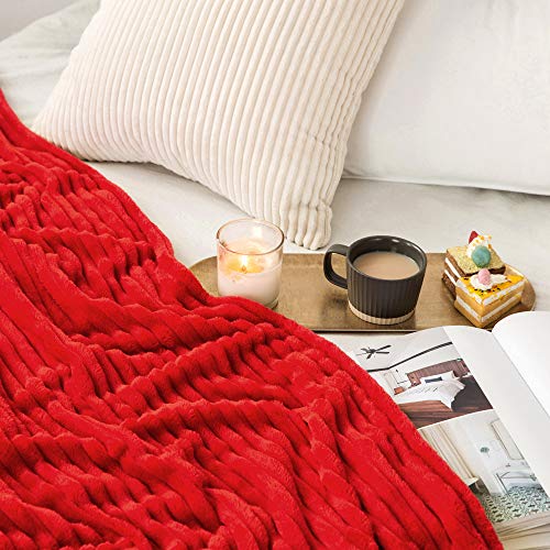 MIULEE Christmas Red Fleece Throw Blanket for Couch 50"x60" - color: Red, size: 50"x60"