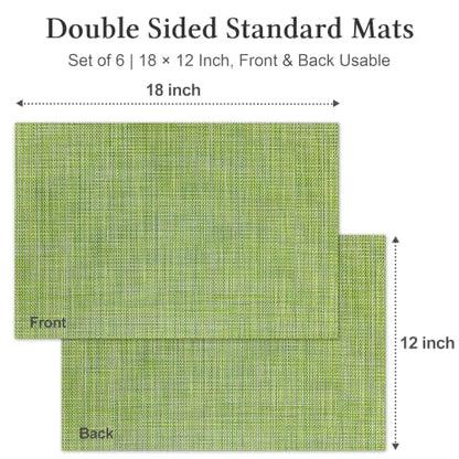 HOOMIL Placemats Set of 6, Heat Resistant, Green - color: Green, size: Set of 6