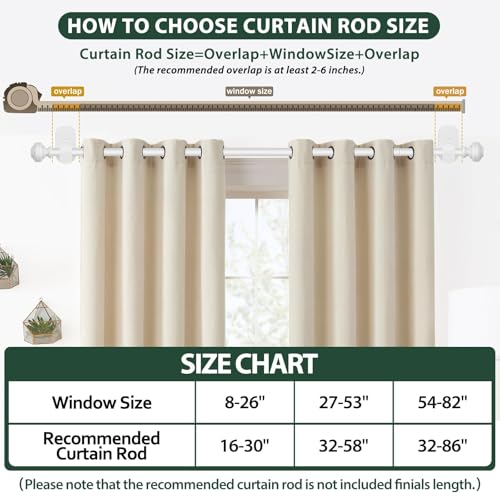 KAMANINA Curtain Rods No Drilling for Windows 16 to 30 Inches, White - color: White, size: 16-30"