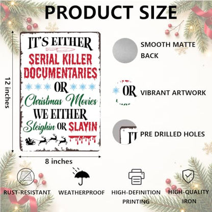 Funny Christmas Movie Metal Sign Xmas Horror Movie Sign Wall Decor
