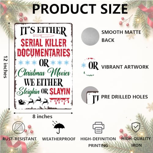 Funny Christmas Movie Metal Sign Xmas Horror Movie Sign Wall Decor