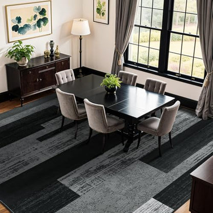 LIANLAM 8x10 Washable Area Rugs for Living Room & Bedroom(8x10,Black&Gray) - color: Black-gray, size: 8' x 10' (Rectangular)