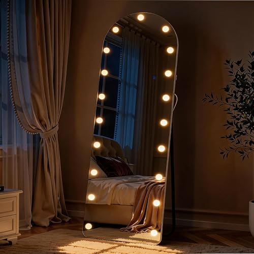Arched Hollywood Full Length Mirror, 63"x20",Dimmable LED, 3 Color