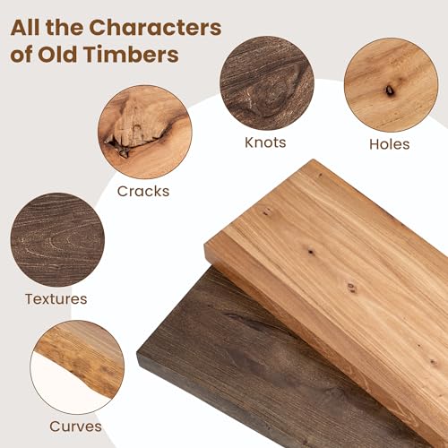 Floating Shelves for Wall, Solid Elm Wood Shelves, 24in Set of 2, Natural - color: Natural, size: Live Edge, 24inch, 2Packs