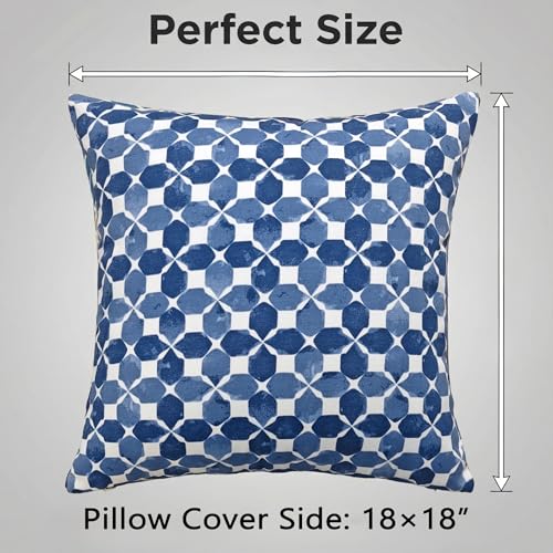JMGBird Blue Throw Pillows Outdoor Pillow Inserts Included - color: Blue White Black With Plaid