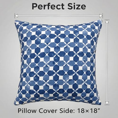 JMGBird Blue Throw Pillows Outdoor Pillow Inserts Included - color: Blue White Black With Plaid