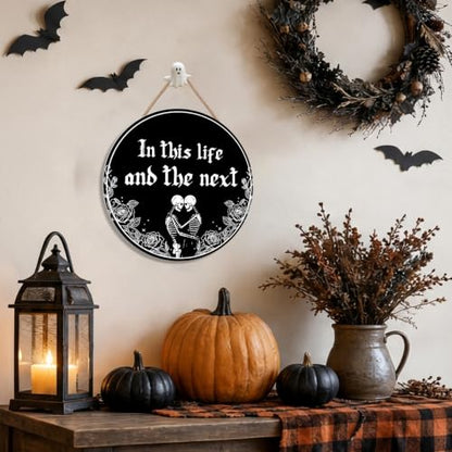 Gothic Home Decoration, Funny Couple Wooden Hanging Sign - color: Black-next