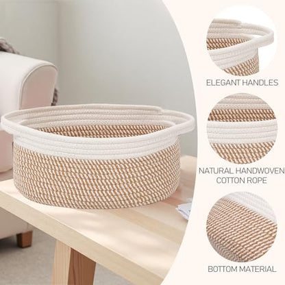 JMvicyroam Small Woven Basket, Empty Gift Basket, White&Brown Block/1 Pack - color: White&Brown Block, size: 1 Pack