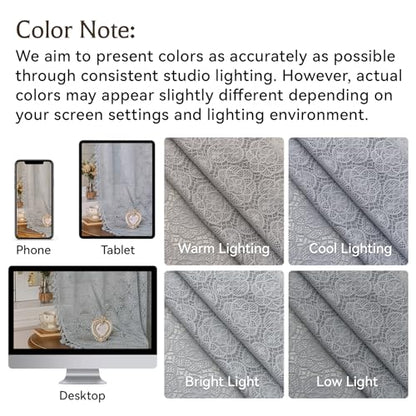 Sheer Boho Lace Curtains 84 Inches Long, Stone Blue, Set of 2 Panels - color: Stone Blue, size: 59"W x 84"L (Pack of 2)