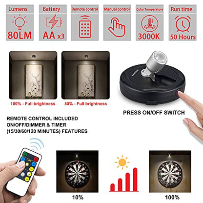 Wireless Spotlight Battery Operated, LED Picture Lights - color: Black Silver