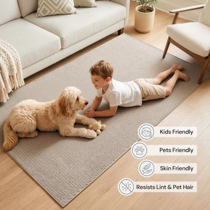 Sunfly 2x6 Runner Rug with Non Slip Rubber Backing Beige - color: Beige, size: 2' x 6' (Rectangular)
