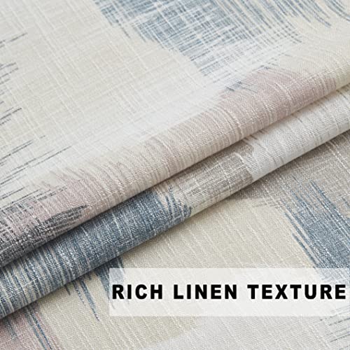Kayne Studio Pink Blue Boho Abstract Rod Pocket Semi Sheer Curtains 63 Inch - color: Blue-rose Multi, size: 52"W x 63"L (Pack of 2)