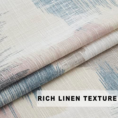 Kayne Studio Blue Pink Boho Abstract Rod Pocket Semi Sheer Curtains 95 Inch - color: Blue-rose Multi, size: 52"W x 95"L (Pack of 2)