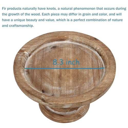 SOFE Natural Wooden Rustic Cake Stand with Pedestal Base, 8" Inner - color: Brown