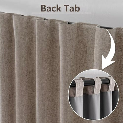 100% Blackout Curtains 72 inch Length Faux Linen (W52 x L72, Beige) - color: Beige, size: 52"W x 72"L (Pack of 2)