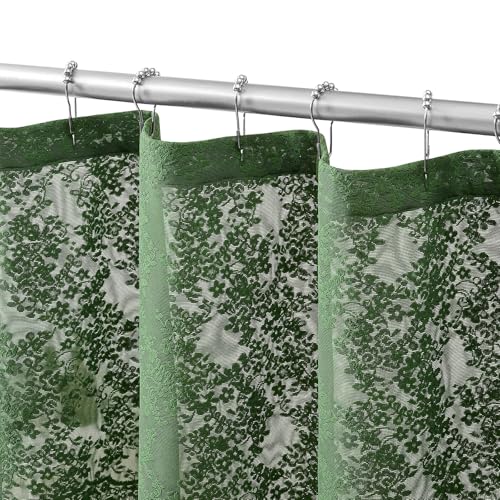 TUDECO Green Stall Shower Curtain with Attached Valance, 36'' x 72'' - color: Green, size: 36"W x 72"L (Pack of 1)