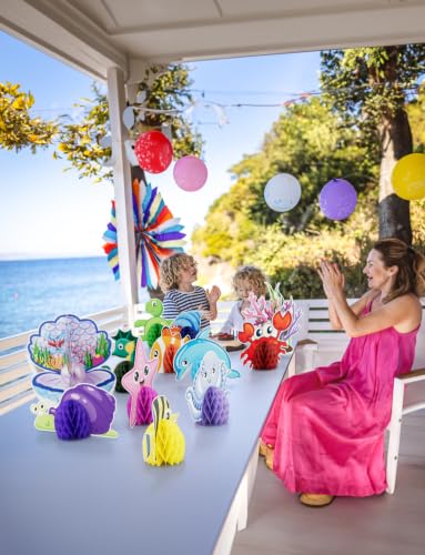 12 Pcs Under The Sea Party Decorations, Sea Animals Honeycomb Centerpieces - style: Ocean Sea Animal