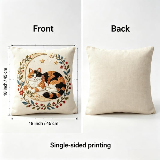 18x18 Inch Calico Cat Linen Throw Pillow Covers Set of 2 - color: A20015, size: 18" x 18" (Pack of 2)