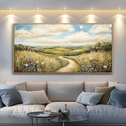 PHAOHUAXM Wall Art For Living Room Canvas Wall Decor For Bedroom Print Ink-Wash Landscape Paintings Office Restaurant Room Decorations Printing Artwork Ready To Hang Home Decor Wood Framed 20"X40" - color: Print Ink-Wash Landscape Paintings Wood Framed 2,