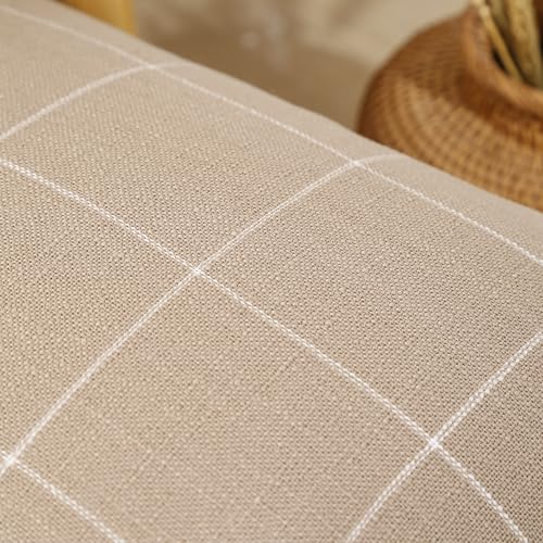 Pure Linen Plaid Throw Pillow Covers 18x18, Set of 2, Pink - color: Pink, size: 18x18inch