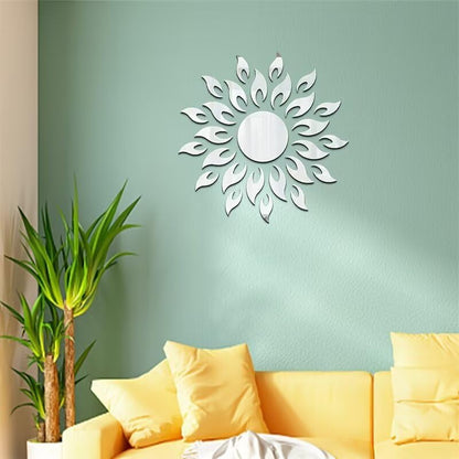 27PCS Sunflower Acrylic Mirror Wall Stickers, Mirror Wall Decals for Living Room Bedroom TV Background, Modern Home Decor Gift for Housewarming