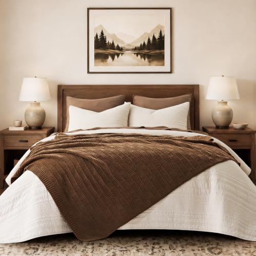 EVERGRACEHOME Modern Checkered Chenille Throw Blanket, 60x80, Rust Orange - color: Rust Orange, size: 60" X 80"